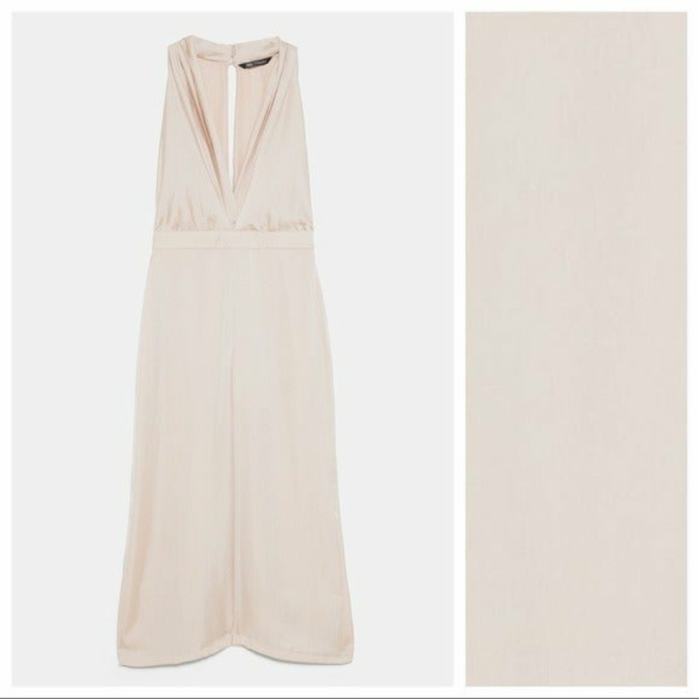NWT. Zara Cream Sleeveless Jumpsuit - Picture 6 of 6